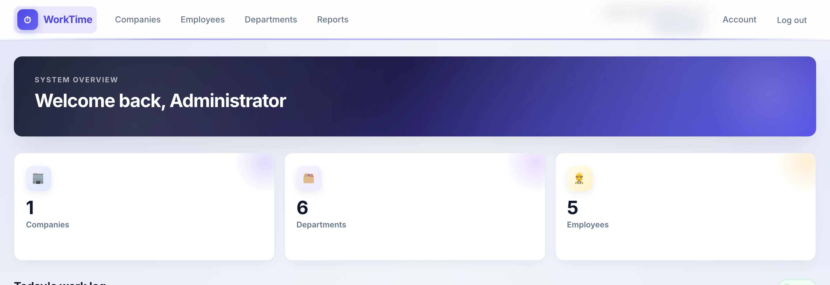 Dashboard sa današnjim dnevnikom